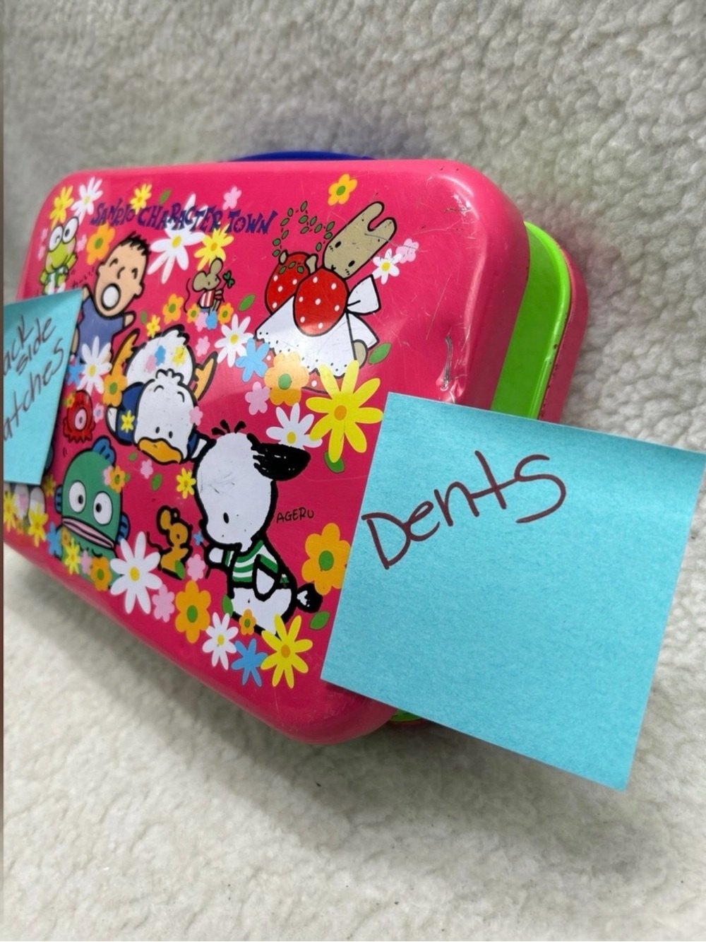 Sanrio Character Town 1992 Original Metal Lunch Box Pink Vintage Kawaii READ 9.5 - Picture 8 of 12